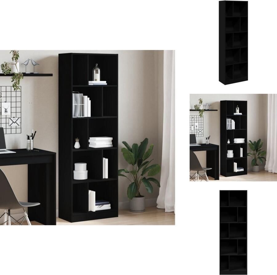 VidaXL Boekenkast Boekenkasten Boeken Plank Schappenkast Boekenkast 57x28 5x174 cm bewerkt hout zwart