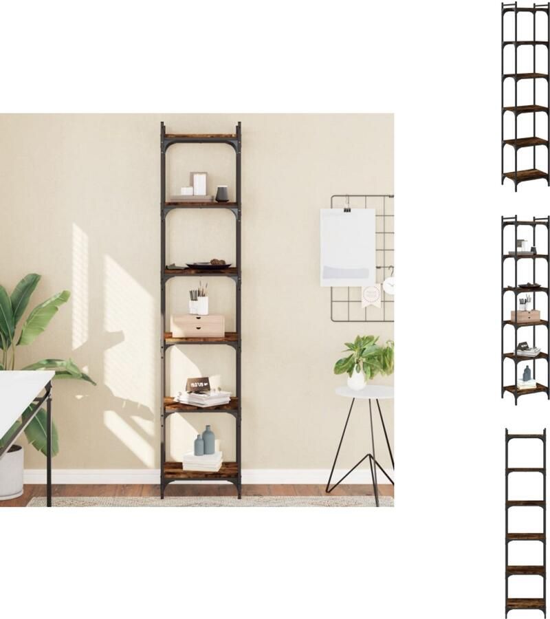 VidaXL Boekenkast Boekenkasten Boeken Plank Schappenkast Boekenkast 6-laags 40x30x188 cm bewerkt hout gerookt eikenkleur