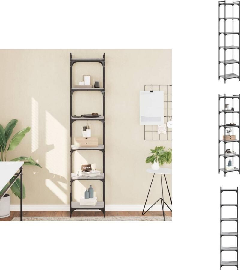 VidaXL Boekenkast Boekenkasten Boeken Plank Schappenkast Boekenkast 6-laags 40x30x188 cm bewerkt hout grijs sonoma eiken