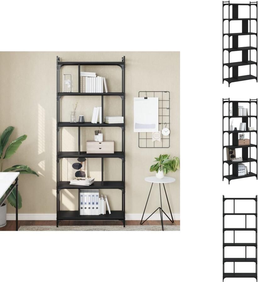 VidaXL Boekenkast Boekenkasten Boeken Plank Schappenkast Boekenkast 6-laags 76x32x192 cm bewerkt hout zwart