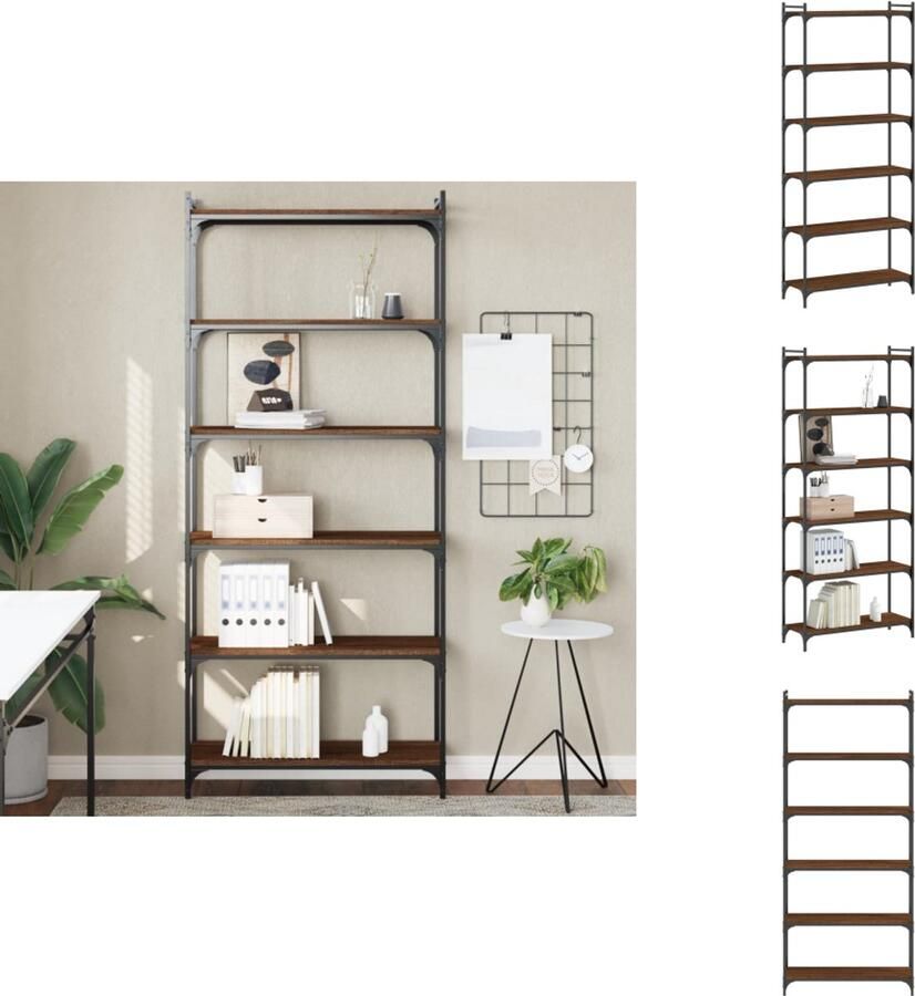 VidaXL Boekenkast Boekenkasten Boeken Plank Schappenkast Boekenkast 6-laags 80x30x188 cm bewerkt hout bruin eikenkleur