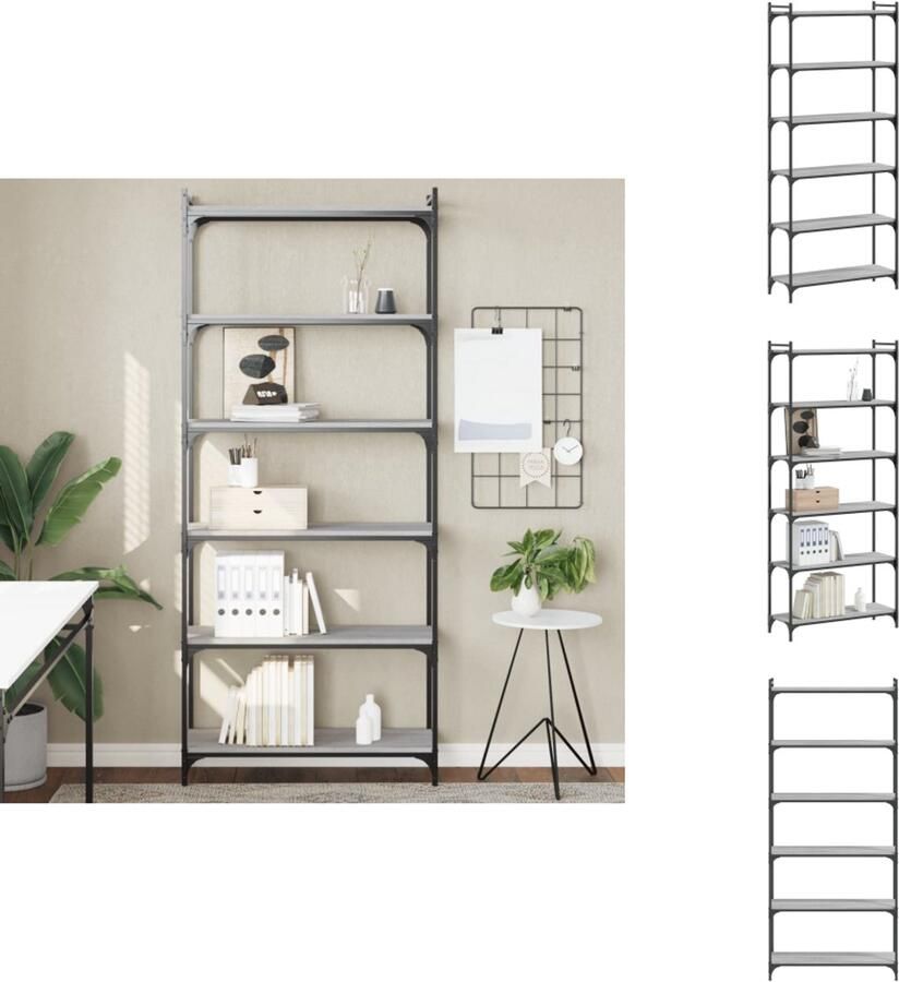 VidaXL Boekenkast Boekenkasten Boeken Plank Schappenkast Boekenkast 6-laags 80x30x188 cm bewerkt hout grijs sonoma