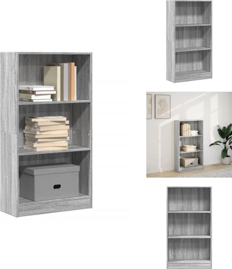 VidaXL Boekenkast Boekenkasten Boeken Plank Schappenkast Boekenkast 60x24x109 cm bewerkt hout grijs sonoma eikenkleurig