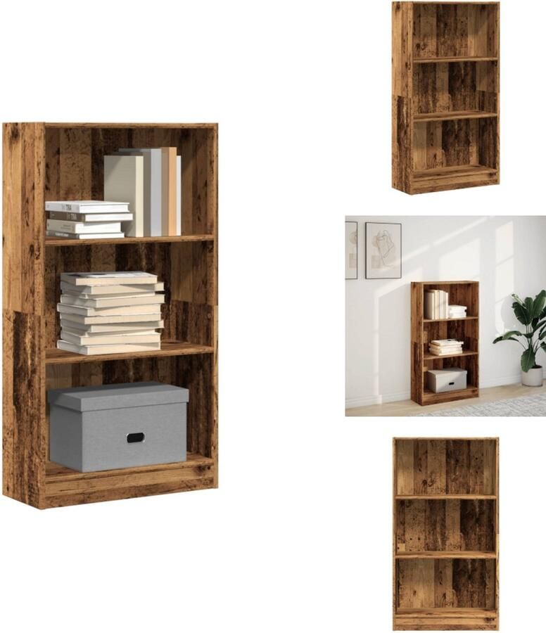 VidaXL Boekenkast Boekenkasten Boeken Plank Schappenkast Boekenkast 60x24x109 cm bewerkt hout oud houtkleurig