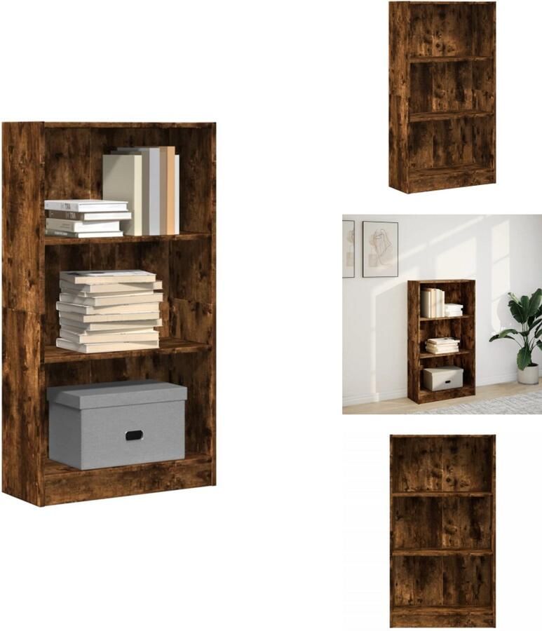 VidaXL Boekenkast Boekenkasten Boeken Plank Schappenkast Boekenkast 60x24x109 cm bewerkt hout gerookt eikenkleurig