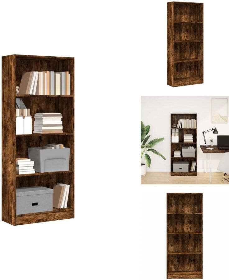 VidaXL Boekenkast Boekenkasten Boeken Plank Schappenkast Boekenkast 60x24x143 cm bewerkt hout gerookt eikenkleurig