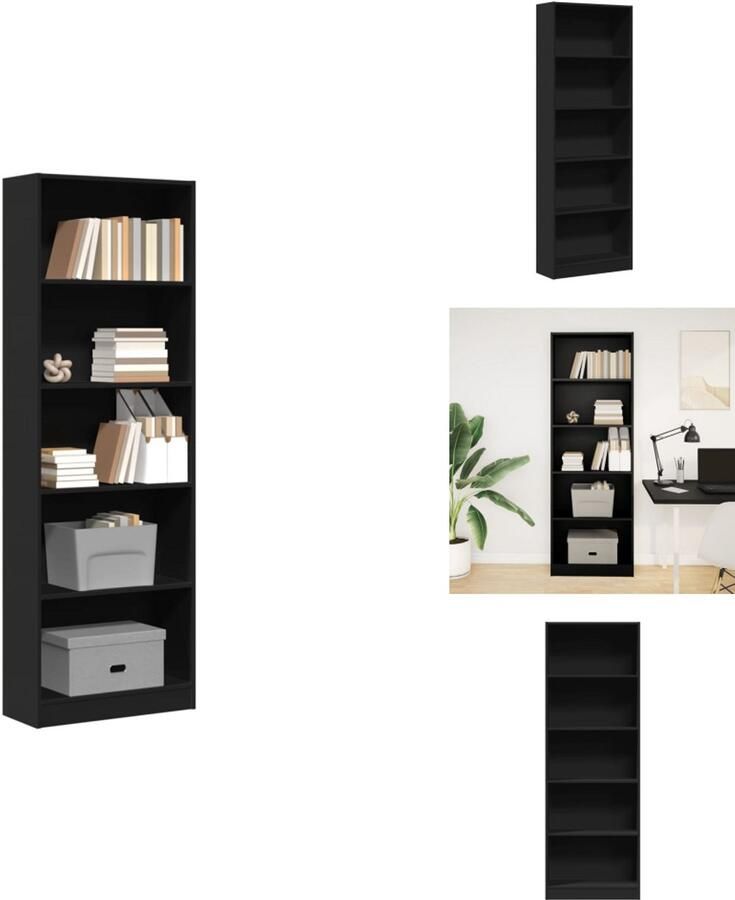 VidaXL Boekenkast Boekenkasten Boeken Plank Schappenkast Boekenkast 60x24x176 cm bewerkt hout zwart