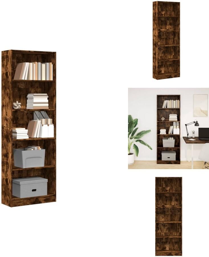 VidaXL Boekenkast Boekenkasten Boeken Plank Schappenkast Boekenkast 60x24x176 cm bewerkt hout gerookt eikenkleurig