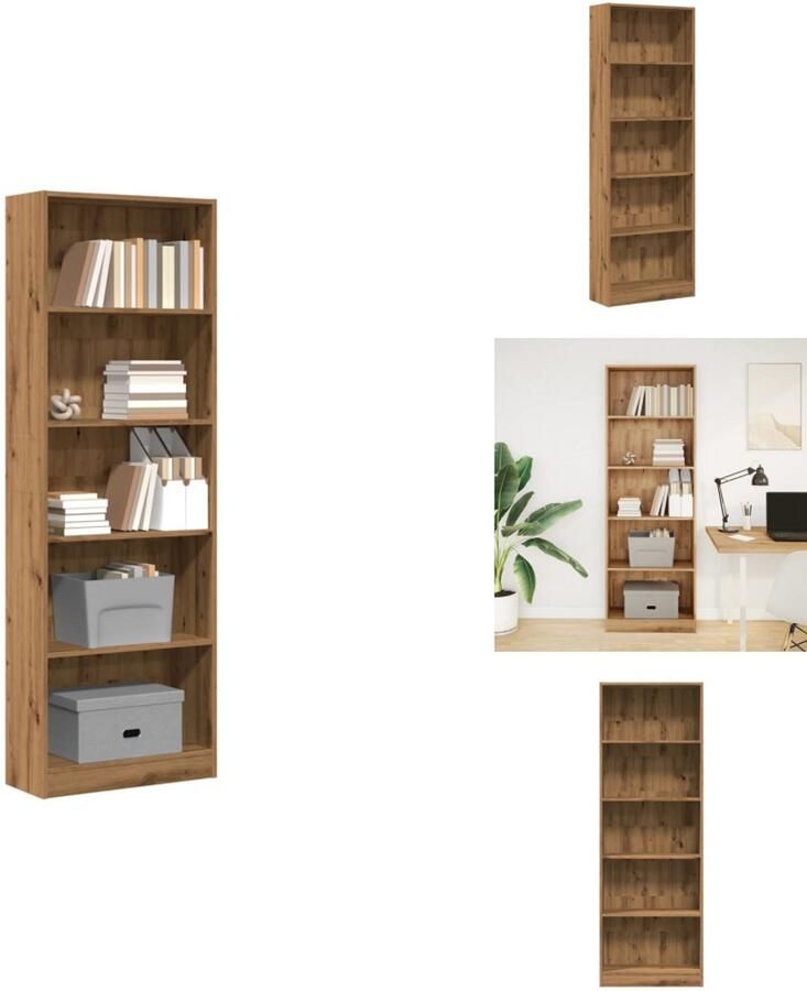 VidaXL Boekenkast Boekenkasten Boeken Plank Schappenkast Boekenkast 60x24x176 cm bewerkt hout artisanaal eikenkleurig