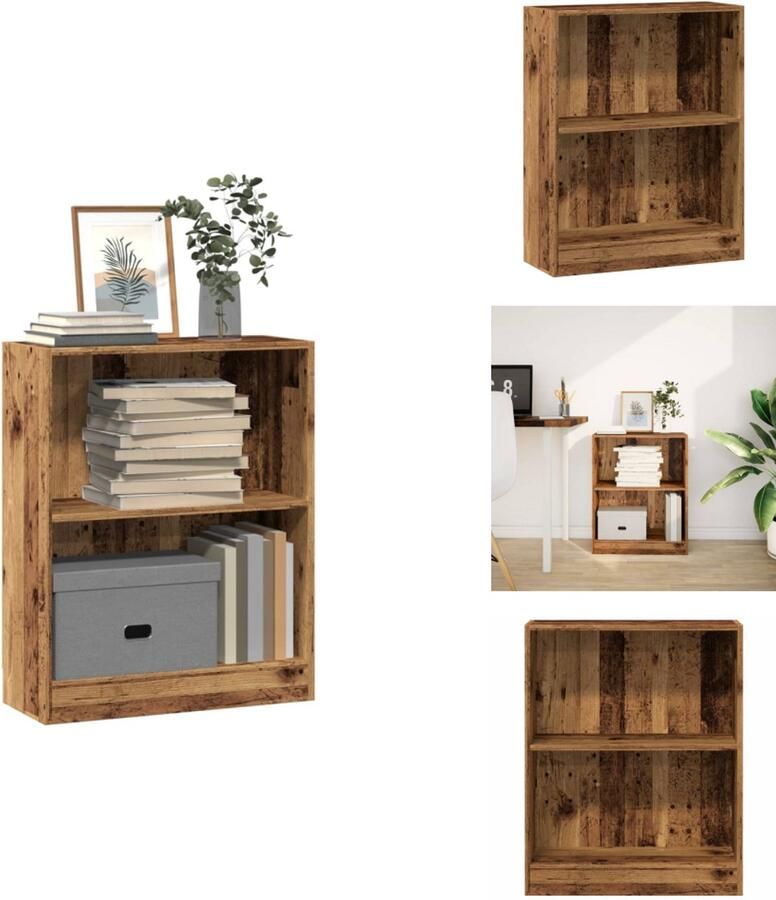 VidaXL Boekenkast Boekenkasten Boeken Plank Schappenkast Boekenkast 60x24x76 cm bewerkt hout oud houtkleurig
