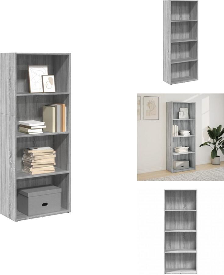 VidaXL Boekenkast Boekenkasten Boeken Plank Schappenkast Boekenkast 60x30x152 cm bewerkt hout grijs sonoma eikenkleurig