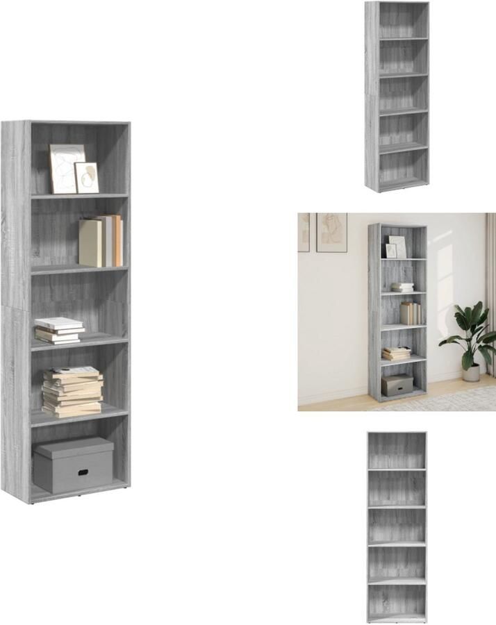 VidaXL Boekenkast Boekenkasten Boeken Plank Schappenkast Boekenkast 60x30x189 cm bewerkt hout grijs sonoma eikenkleurig