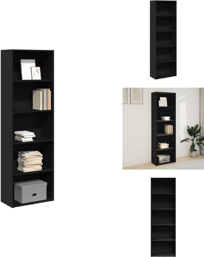 VidaXL Boekenkast Boekenkasten Boeken Plank Schappenkast Boekenkast 60x30x189 cm bewerkt hout zwart