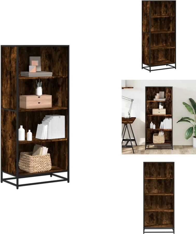 VidaXL Boekenkast Boekenkasten Boeken Plank Schappenkast Boekenkast 60x35x139 cm bewerkt hout gerookt eikenkleurig