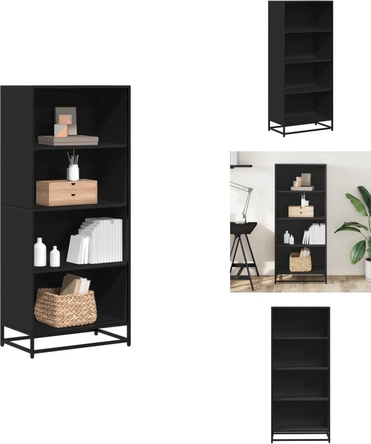 VidaXL Boekenkast Boekenkasten Boeken Plank Schappenkast Boekenkast 60x35x139 cm bewerkt hout zwart