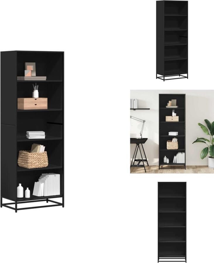 VidaXL Boekenkast Boekenkasten Boeken Plank Schappenkast Boekenkast 60x35x170 5 cm bewerkt hout zwart