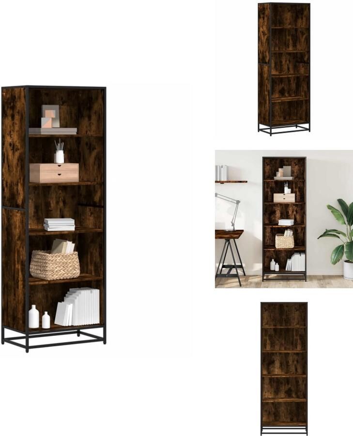 VidaXL Boekenkast Boekenkasten Boeken Plank Schappenkast Boekenkast 60x35x170 5 cm bewerkt hout gerookt eikenkleurig