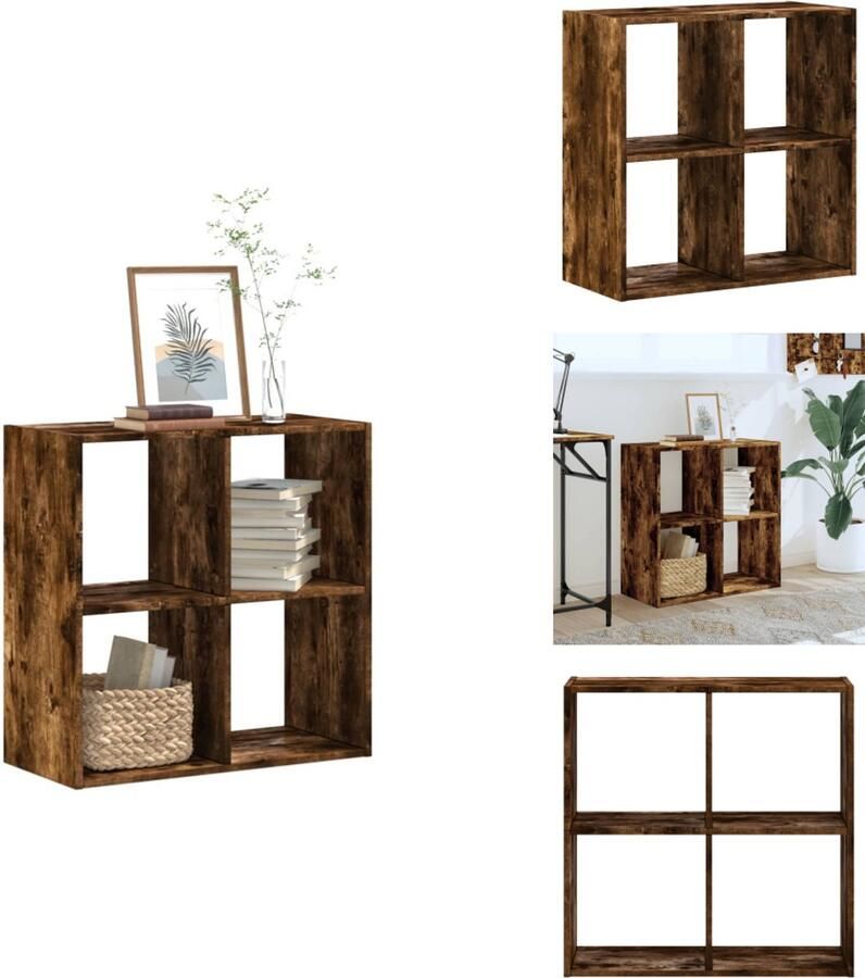 VidaXL Boekenkast 68 5x32x68 5 cm bewerkt hout gerookt eikenkleurig - Foto 2