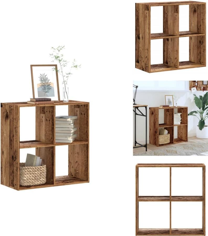 VidaXL Boekenkast 68 5x32x68 5 cm bewerkt hout oud houtkleurig - Foto 3