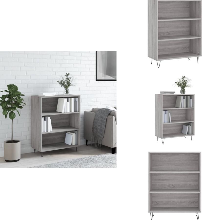 VidaXL Boekenkast Boekenkasten Boeken Plank Schappenkast Boekenkast 69 5x32 5x90 cm bewerkt hout grijs sonoma eikenkleur - Foto 2