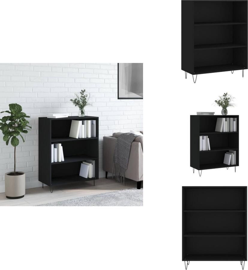 VidaXL Boekenkast Boekenkasten Boeken Plank Schappenkast Boekenkast 69 5x32 5x90 cm bewerkt hout zwart