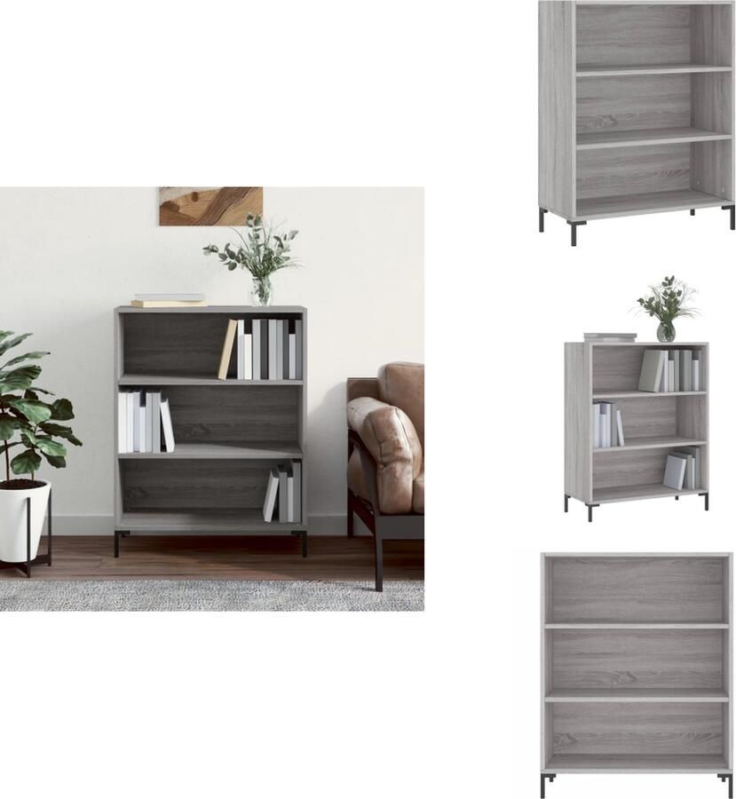 VidaXL Boekenkast Boekenkasten Boeken Plank Schappenkast Boekenkast 69 5x32 5x90 cm bewerkt hout grijs sonoma eikenkleur