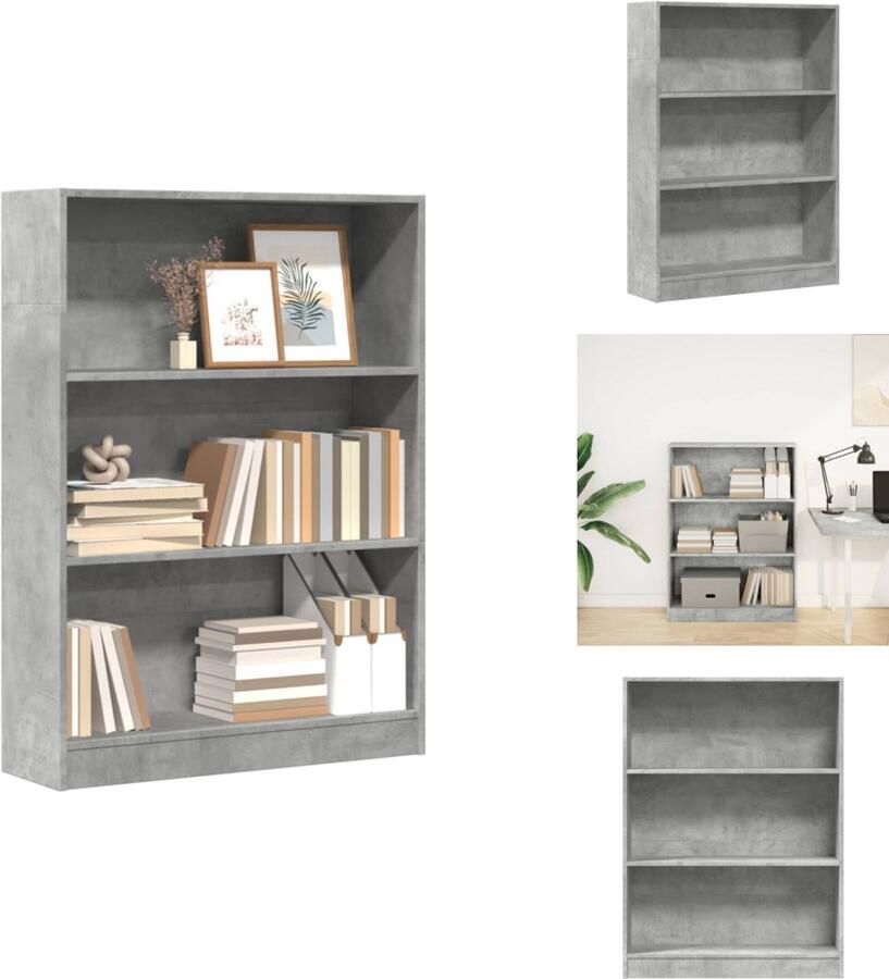 VidaXL Boekenkast Boekenkasten Boeken Plank Schappenkast Boekenkast 80x24x109 cm bewerkt hout betongrijs