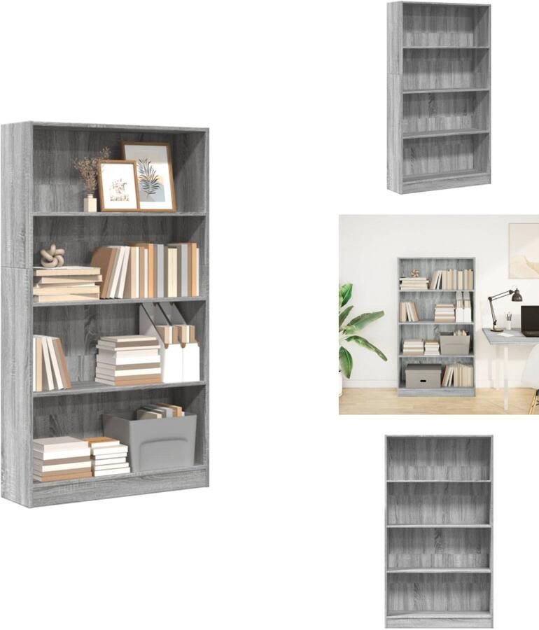 VidaXL Boekenkast Boekenkasten Boeken Plank Schappenkast Boekenkast 80x24x143 cm bewerkt hout grijs sonoma eikenkleurig