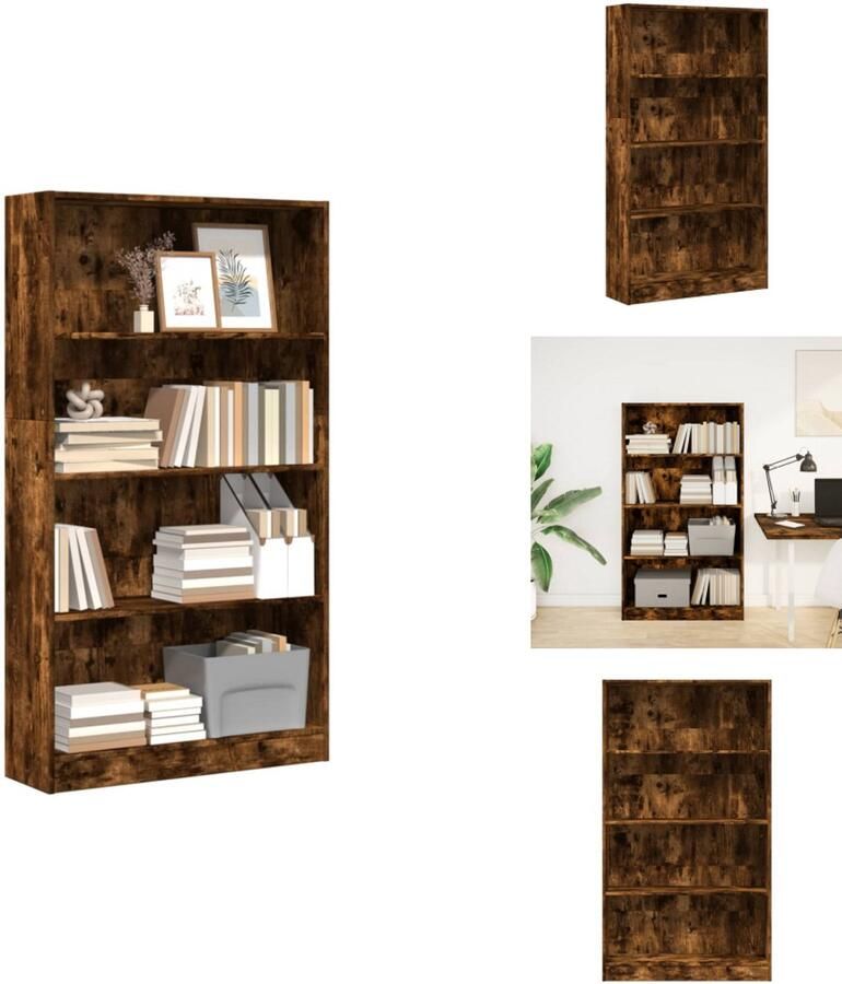 VidaXL Boekenkast Boekenkasten Boeken Plank Schappenkast Boekenkast 80x24x143 cm bewerkt hout gerookt eikenkleurig