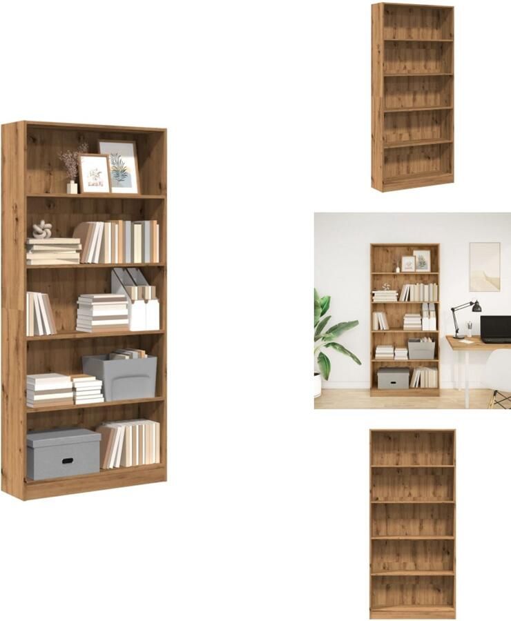 VidaXL Boekenkast Boekenkasten Boeken Plank Schappenkast Boekenkast 80x24x176 cm bewerkt hout artisanaal eikenkleurig