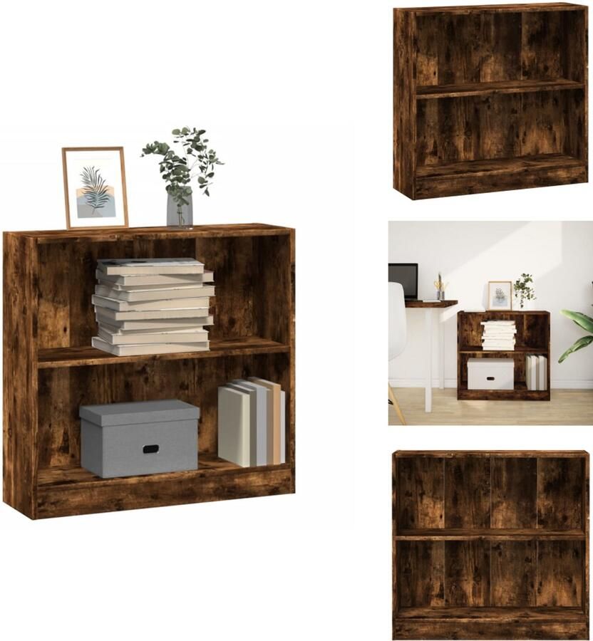 VidaXL Boekenkast Boekenkasten Boeken Plank Schappenkast Boekenkast 80x24x76 cm bewerkt hout gerookt eikenkleurig