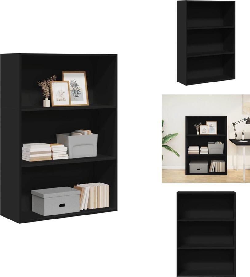VidaXL Boekenkast Boekenkasten Boeken Plank Schappenkast Boekenkast 80x30x114 cm bewerkt hout zwart
