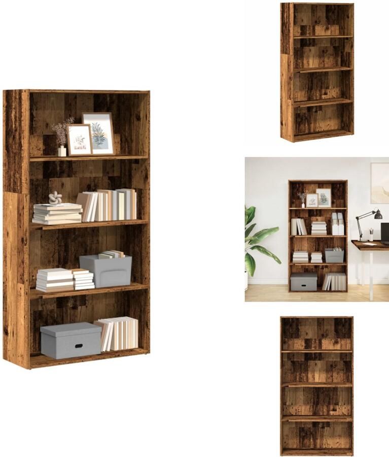VidaXL Boekenkast Boekenkasten Boeken Plank Schappenkast Boekenkast 80x30x152 cm bewerkt hout oud houtkleurig