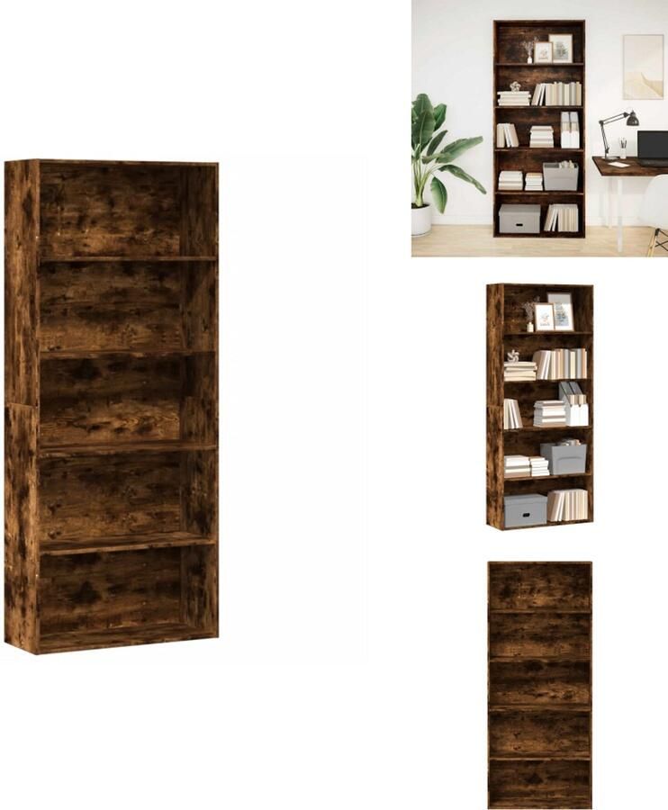 VidaXL Boekenkast Boekenkasten Boeken Plank Schappenkast Boekenkast 80x30x189 cm bewerkt hout gerookt eikenkleurig