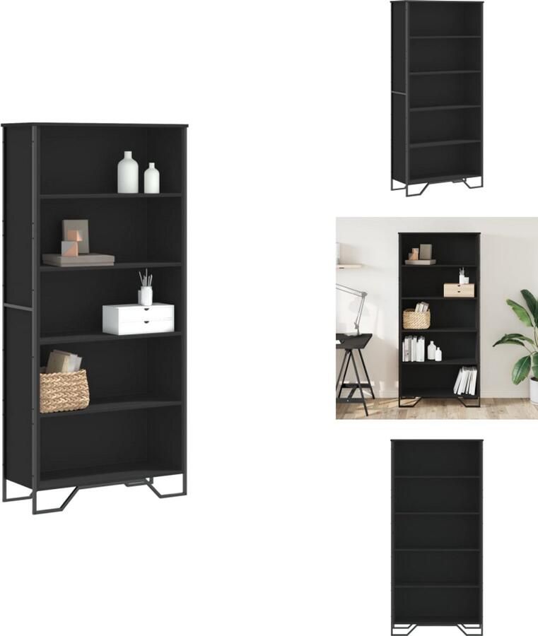 VidaXL Boekenkast Boekenkasten Boeken Plank Schappenkast Boekenkast 80x31x169 cm bewerkt hout zwart