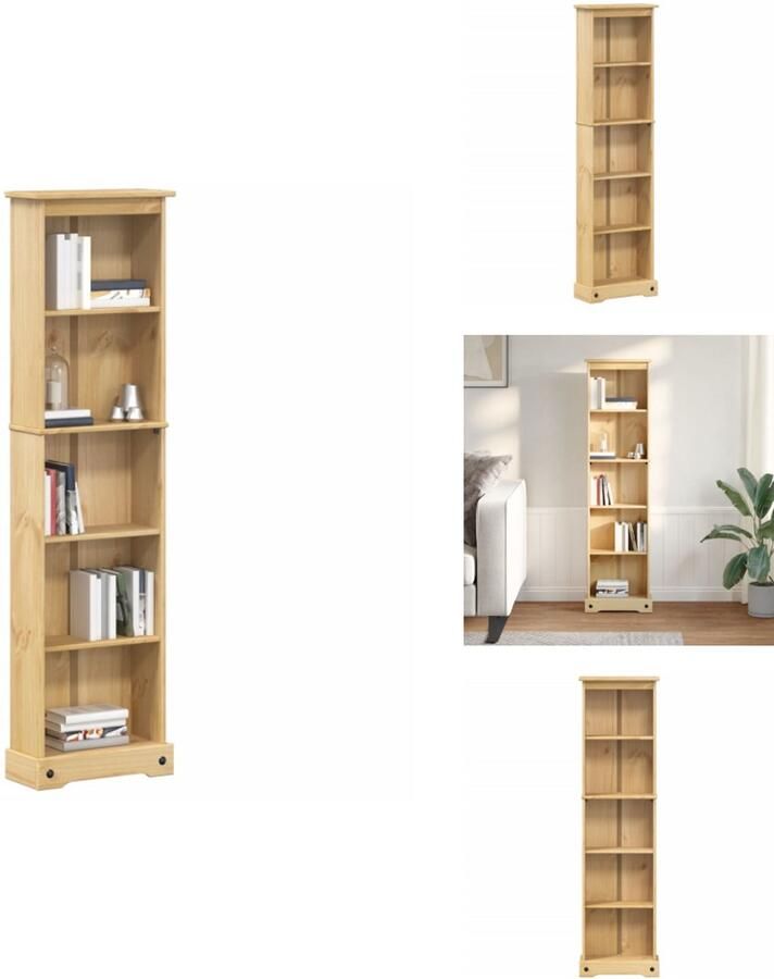 VidaXL Boekenkast Boekenkasten Boeken Plank Schappenkast Boekenkast Corona 46x20x170 cm massief grenenhout