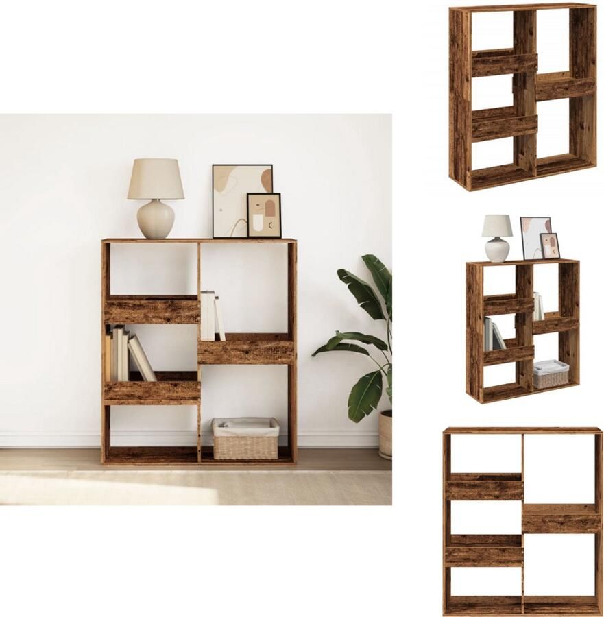 VidaXL Boekenkast Boekenkasten Boeken Plank Schappenkast Boekenkast kamerscherm 100x33x115 cm oud houtkleurig - Foto 2