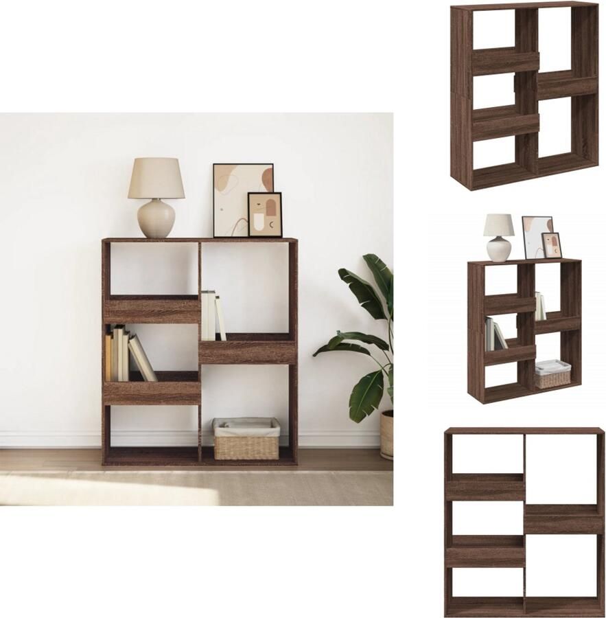 VidaXL Boekenkast Boekenkasten Boeken Plank Schappenkast Boekenkast kamerscherm 100x33x115 cm bruin eikenkleur