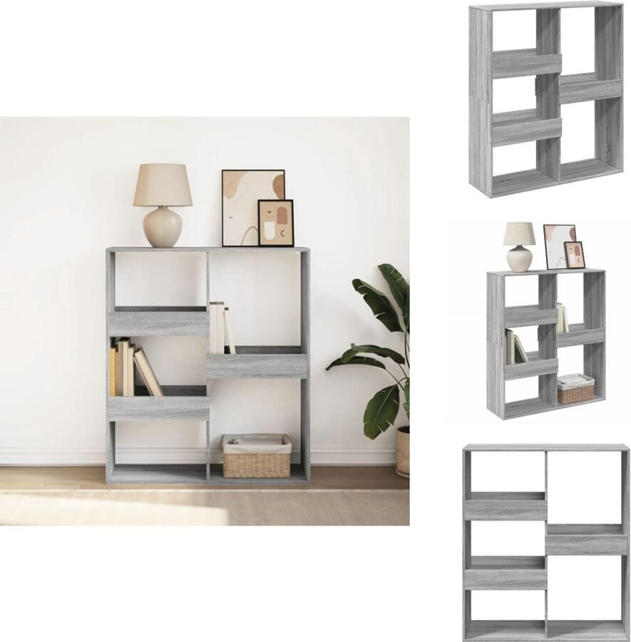 VidaXL Boekenkast Boekenkasten Boeken Plank Schappenkast Boekenkast kamerscherm 100x33x115 cm grijs sonoma eikenkleur