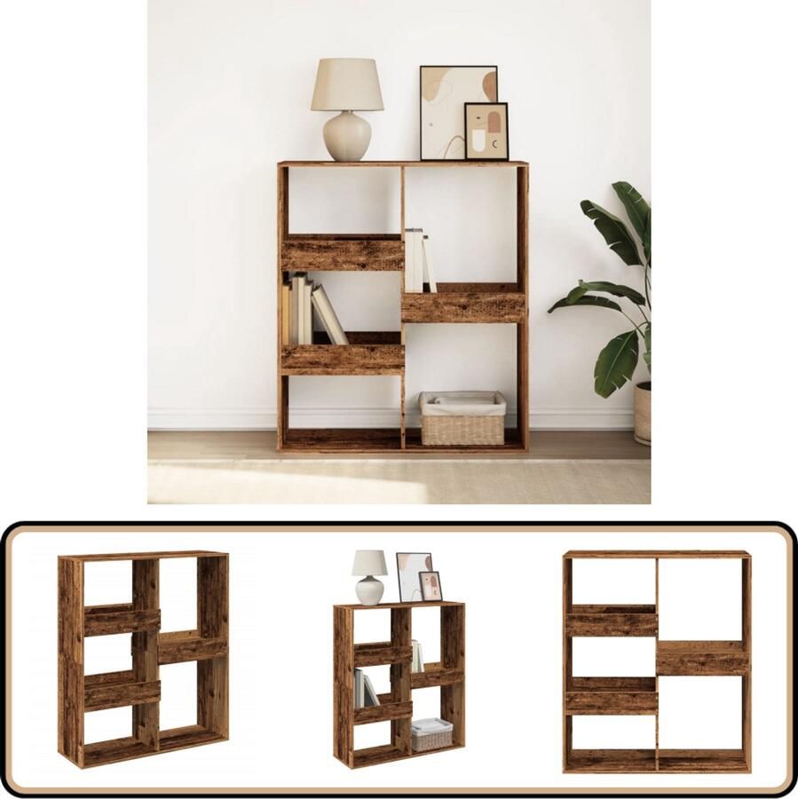VidaXL Boekenkast Boekenkasten Boeken Plank Schappenkast Boekenkast kamerscherm 100x33x115 cm oud houtkleurig