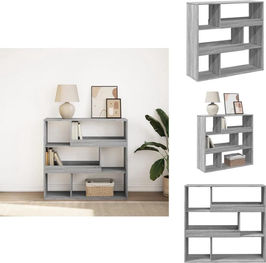 VidaXL Boekenkast Boekenkasten Boeken Plank Schappenkast Boekenkast kamerscherm 100x33x94 5 cm grijs sonoma eiken