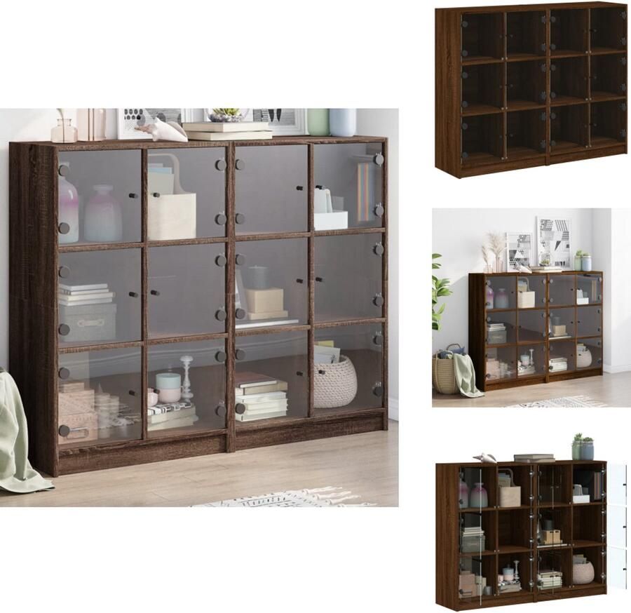 VidaXL Boekenkast Boekenkasten Boeken Plank Schappenkast Boekenkast met deuren 136x37x109 cm hout bruin eikenkleur
