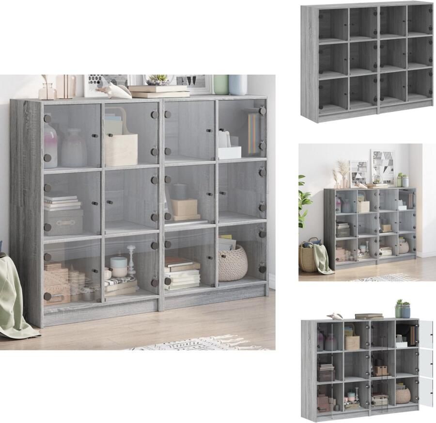 VidaXL Boekenkast Boekenkasten Boeken Plank Schappenkast Boekenkast met deuren 136x37x109 cm hout grijs sonoma eiken