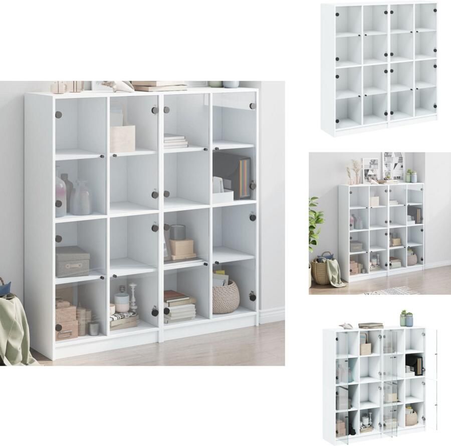 VidaXL Boekenkast Boekenkasten Boeken Plank Schappenkast Boekenkast met deuren 136x37x142 cm bewerkt hout wit