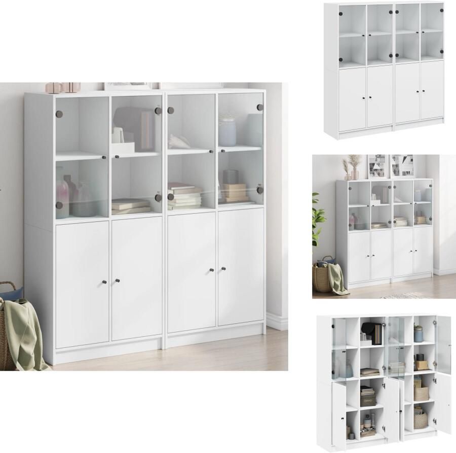 VidaXL Boekenkast Boekenkasten Boeken Plank Schappenkast Boekenkast met deuren 136x37x142 cm bewerkt hout wit