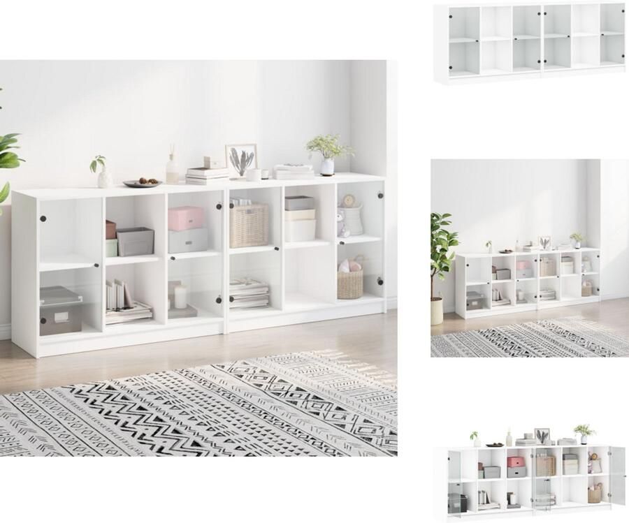 VidaXL Boekenkast Boekenkasten Boeken Plank Schappenkast Boekenkast met deuren 204x37x75 cm bewerkt hout wit