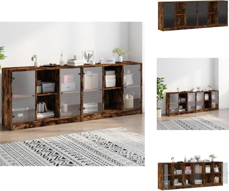 VidaXL Boekenkast Boekenkasten Boeken Plank Schappenkast Boekenkast met deuren 204x37x75 cm hout gerookt eikenkleurig