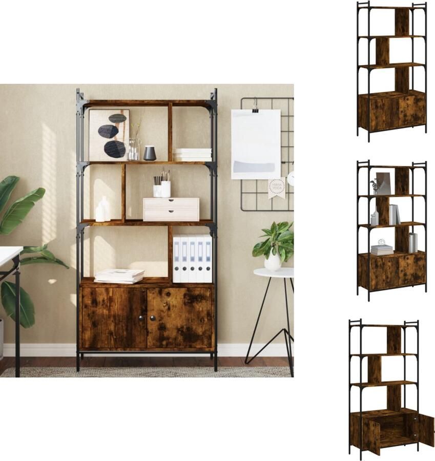 VidaXL Boekenkast Boekenkasten Boeken Plank Schappenkast Boekenkast met deuren 76 5x30x154 5 cm hout gerookt eikenkleur