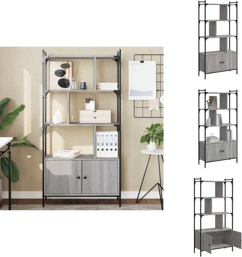 VidaXL Boekenkast Boekenkasten Boeken Plank Schappenkast Boekenkast met deuren 76 5x30x154 5 cm hout grijs sonoma eiken