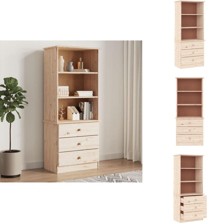 VidaXL Boekenkast Boekenkasten Boeken Plank Schappenkast Boekenkast met lades ALTA 60x35x142 cm massief grenenhout